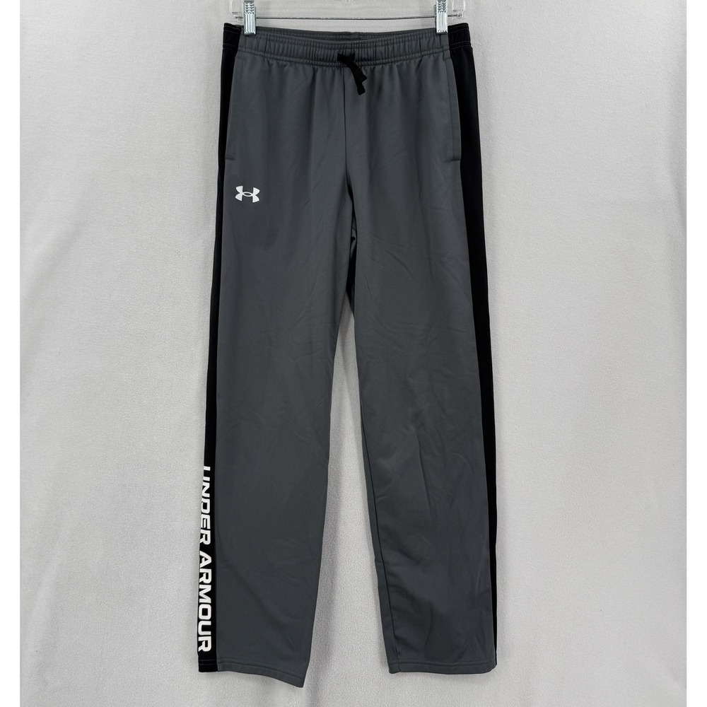 Under Armour Brawler Pants Boys Youth XL Gray Black Athletic Loose Fit 1361708